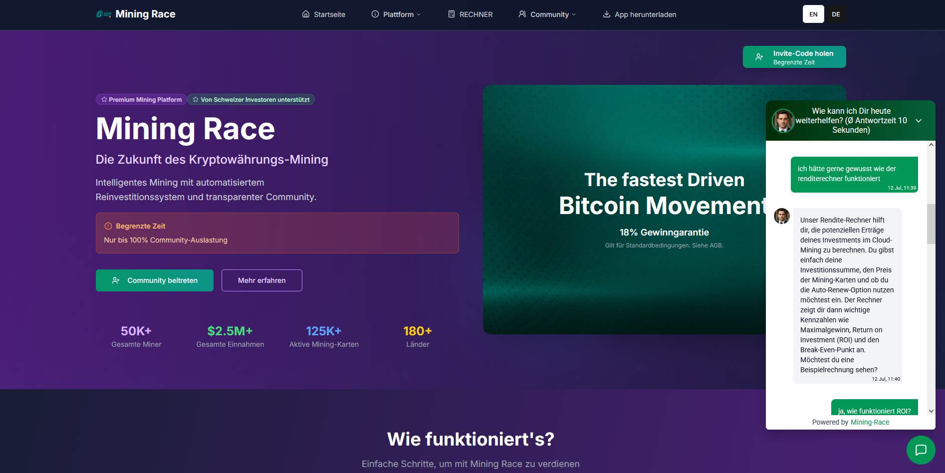 mining-race.ch Webseite