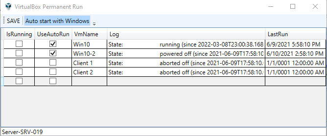 VirtualBox Permanent Run