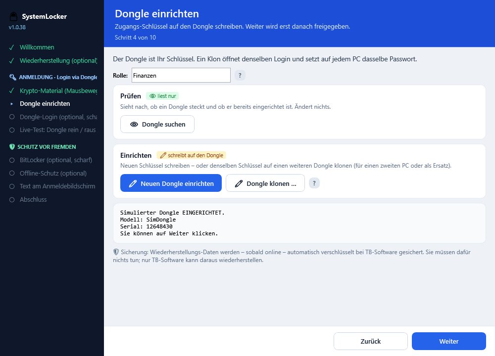 Dongle einrichten und klonen