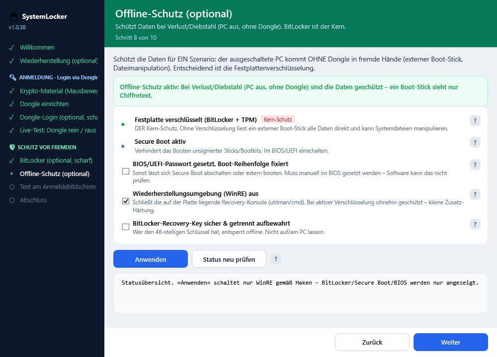 Offline-Schutz mit BitLocker